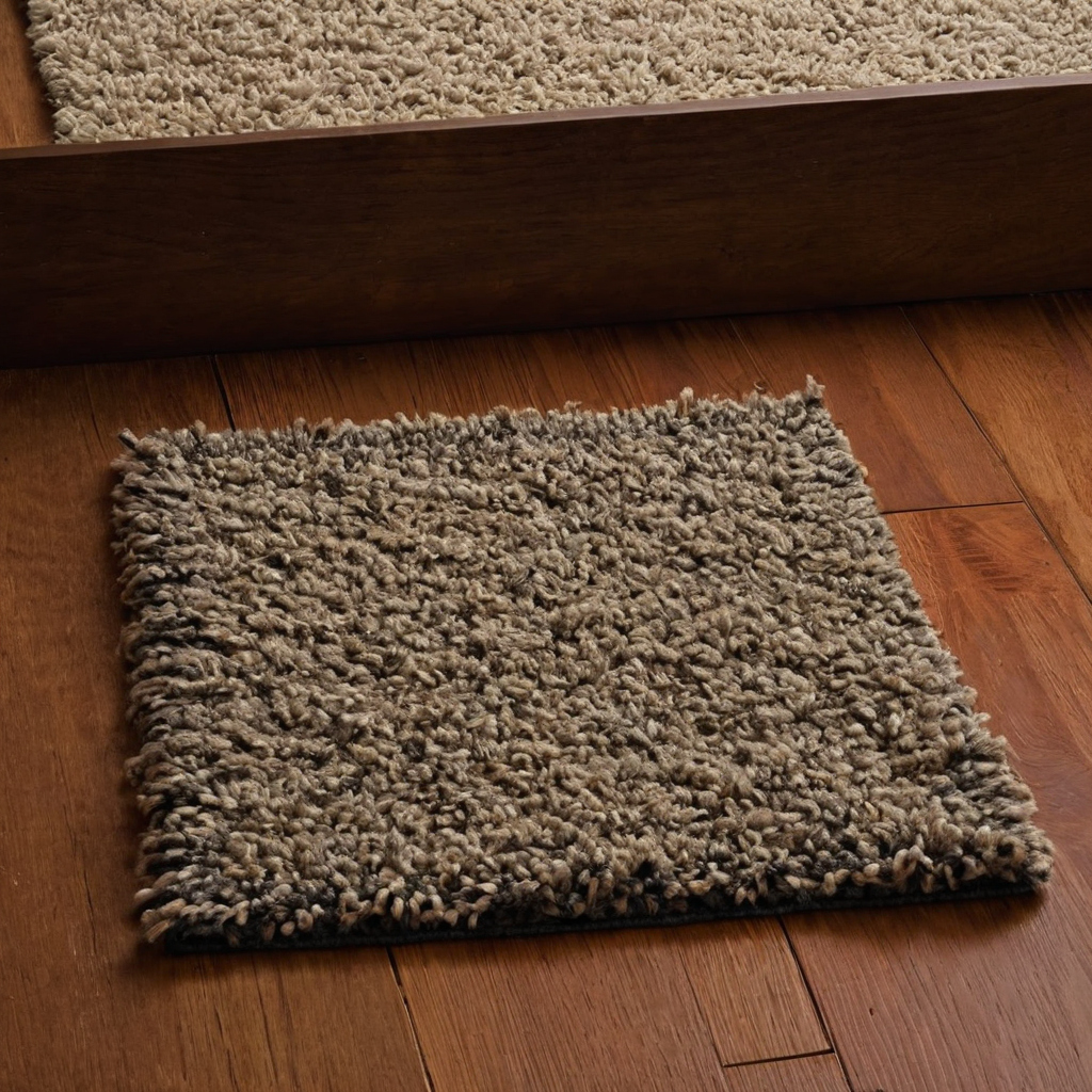 Pile, rug pads, and floor finishes can change the correct placement shown in a luxury residential interior