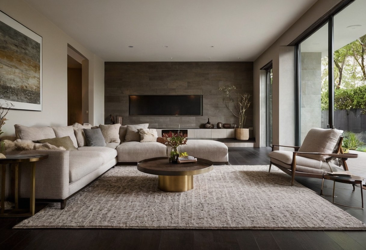 What do the 2/3 rule and 18-inch rug rule actually mean shown in a luxury residential interior